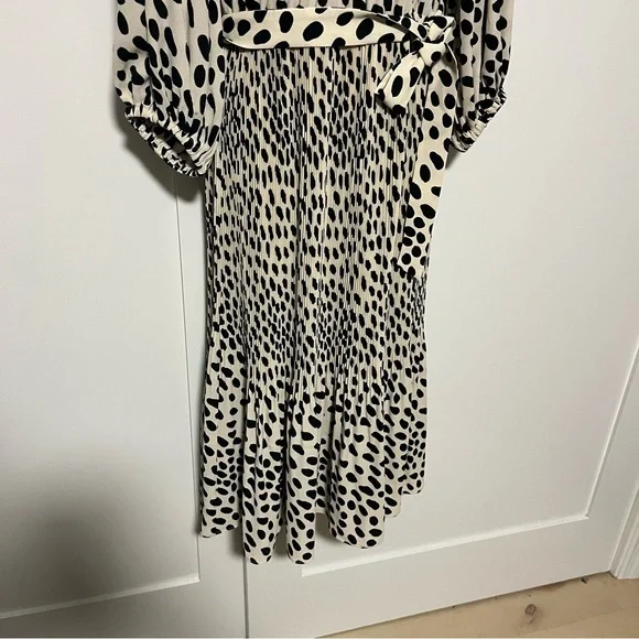 AYR Who's She Hot Dot Midi Dress Size Medium Polka Dot Pleats Elegant Luxury - Picture 4 of 10
